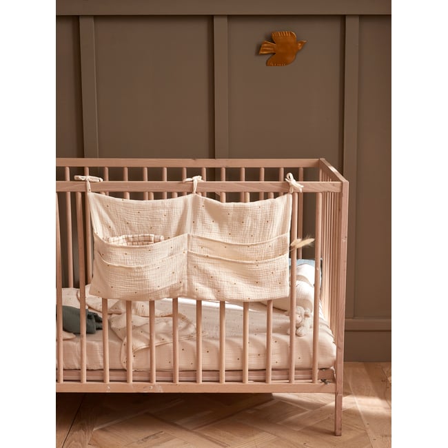 Rangement mural en gaze de coton Couleur beige clair imprimé <span itemprop=