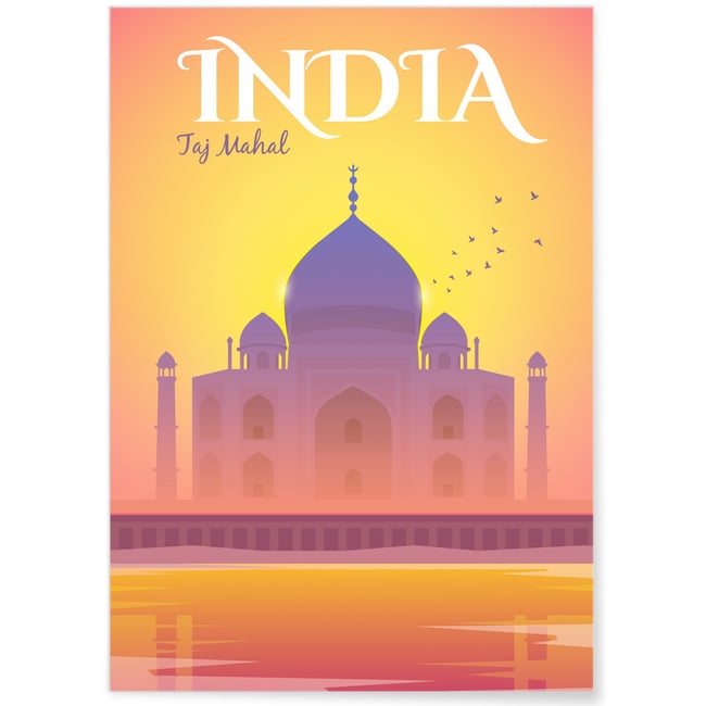 Affiche Inde, Taj Mahal Couleur blanc <span itemprop=