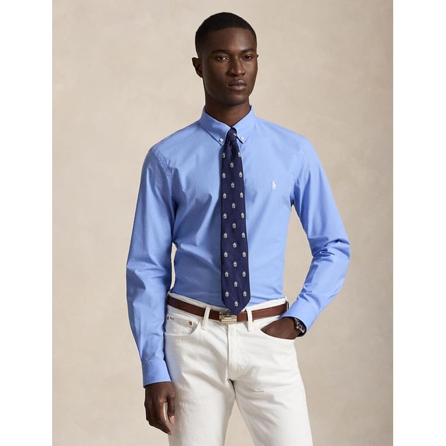 Embroidered Logo Chino Shirt in Cotton and Slim Fit - POLO RALPH LAUREN