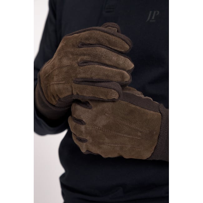 Gants en cuir suédé marron <span itemprop=