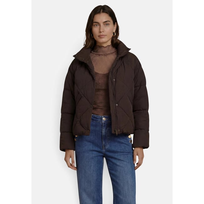 Veste matelassée à col droit black coffee <span itemprop=