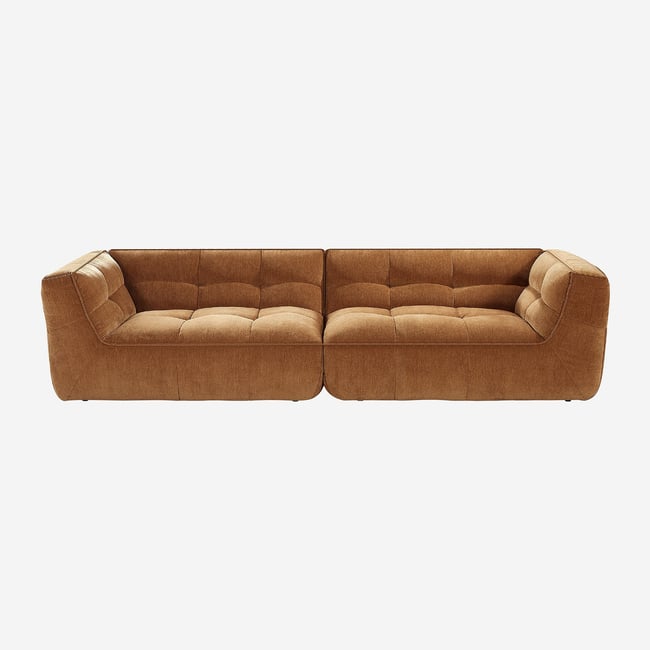 Canapé fixe tissu ORIETO Couleur marron <span itemprop=