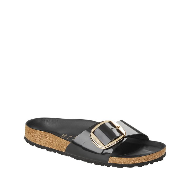 Pantoletten madrid big buckle mit grosser schnalle lackschwarz Birkenstock La Redoute