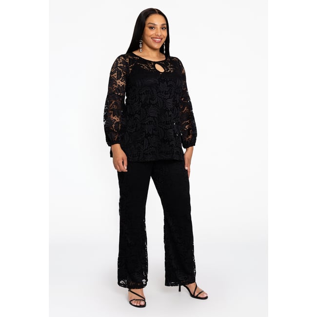 Pantalon en dentelle noir <span itemprop=