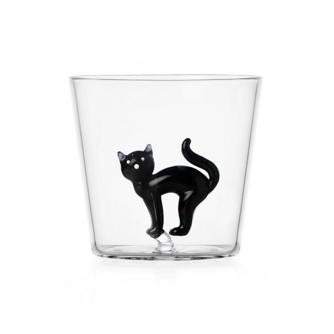 Verre à eau chat  TABBY CAT black cat Couleur noir <span itemprop=
