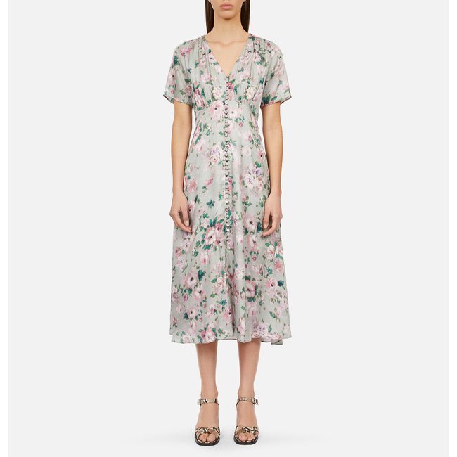 Short Sleeve Midi Dress, green print, THE KOOPLES