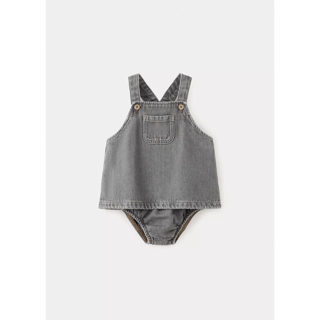 Robe et barboteuse en jean gris denim <span itemprop=