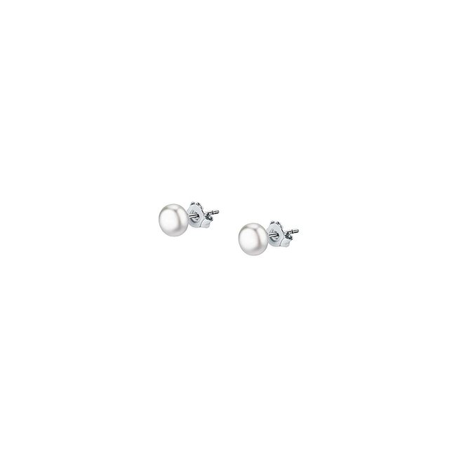 Boucles d'oreilles en argent 925 et perle de culture argent et blanc <span itemprop=