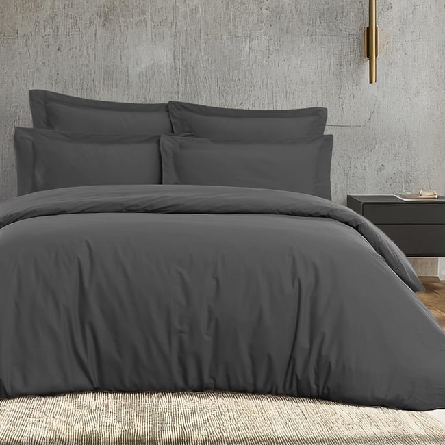 Parure housse de couette satin + 2 taies 65x65 cm VERSALUXE UNI - SENSEI MAISON