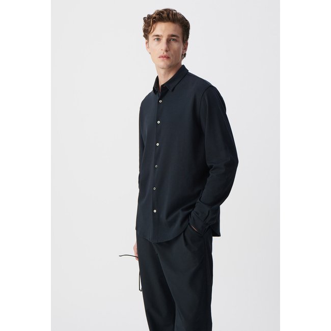 Chemise REGULAR manches longues Interlock bleu marine <span itemprop=