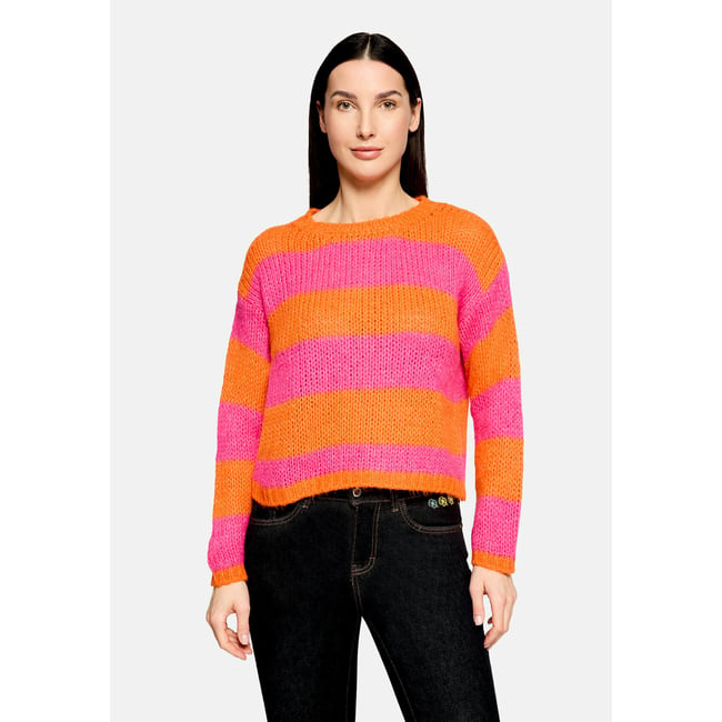 Pull-over en maille à encolure ronde orange/pink <span itemprop=