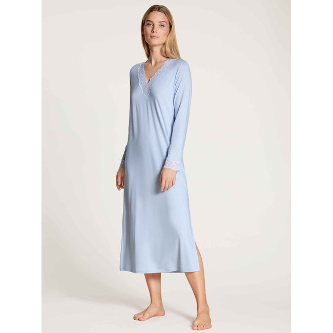 Chemise de nuit à manches longues bleu harmonie <span itemprop=