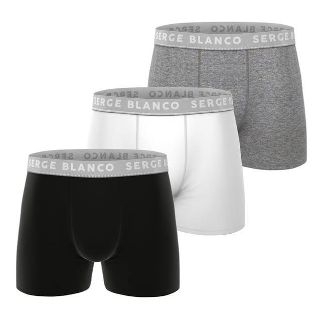 Lot De 3 Boxers Coton noir/gris chiné/blanc <span itemprop=