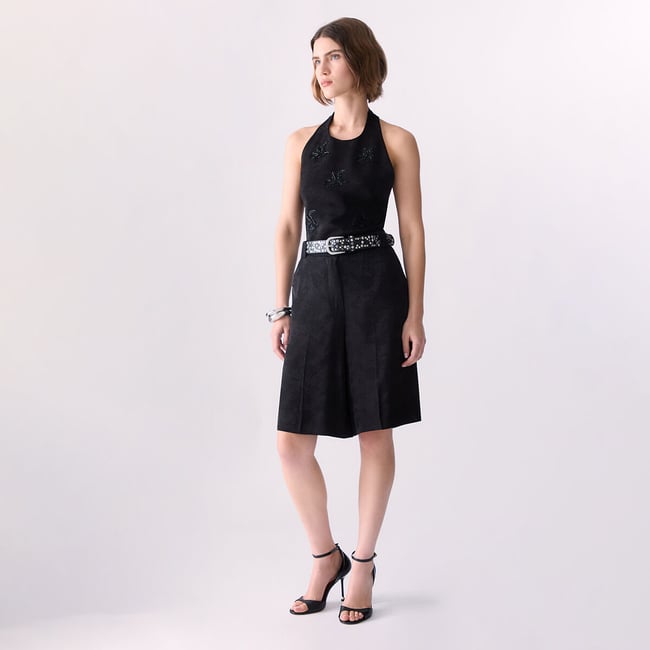 Bermuda en jacquard noir <span itemprop=