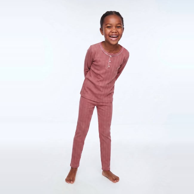Pyjama manches longues pointelle en coton BIO GOTS pompei <span itemprop=