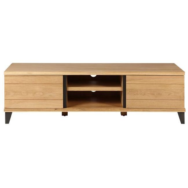 Meuble télé 2 portes, 2 niches Couleur naturel clair <span itemprop=