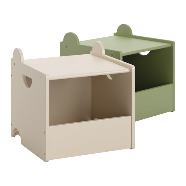 ENSEMBLE DE 2 CAISSES DE RANGEMENT EN BOIS «ARC-EN-CIEL» ELLIPSE Couleur vert <span itemprop=