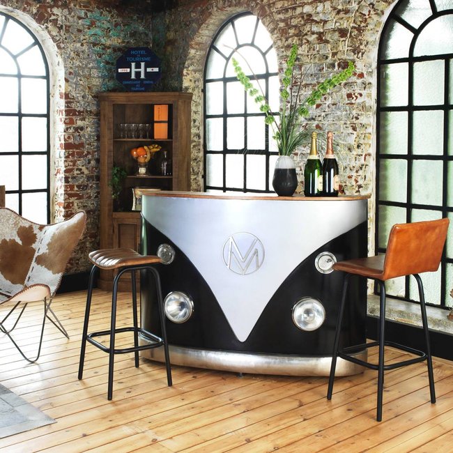 Meuble bar noir avec plateau en bois de manguier  COMBI Couleur noir <span itemprop=