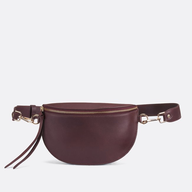 Sac banane en cuir    noir <span itemprop=