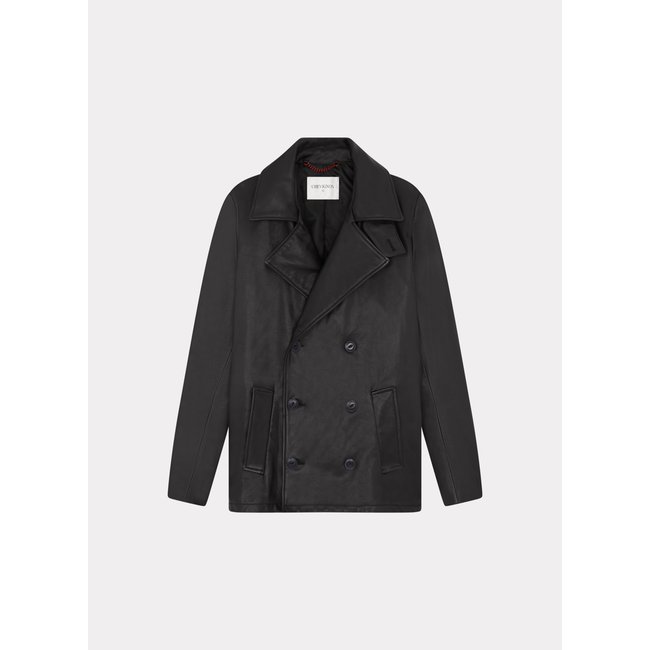 Manteau en cuir CABAN CUIR noir <span itemprop=
