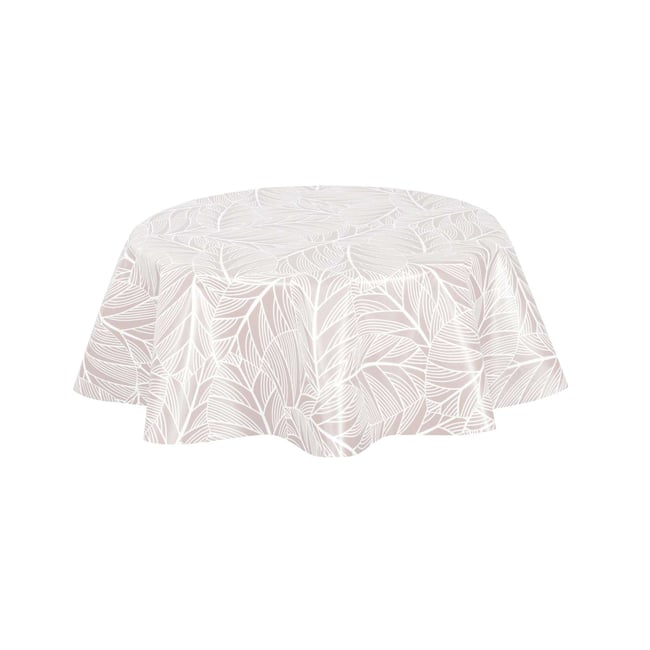 Nappe en toile cirée ronde grand format ELOA ecru <span itemprop=