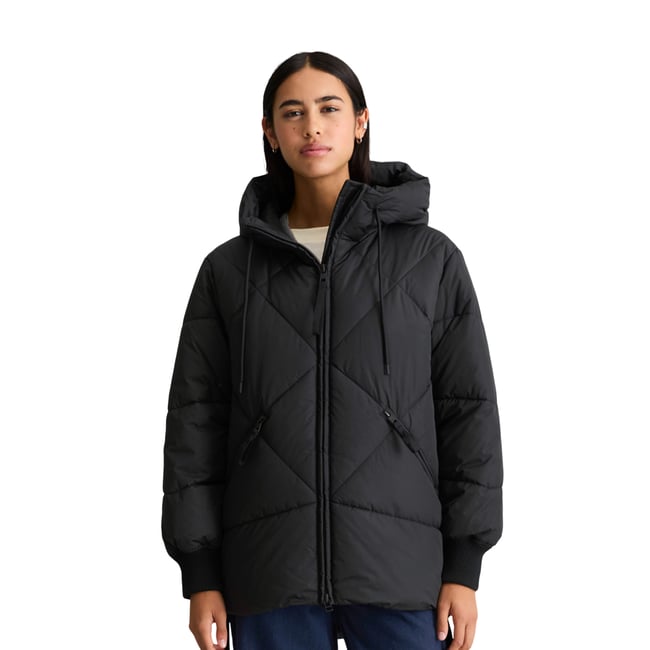 Veste matelassée longue à capuche, coupe décontractée en polyester recyclé - MARC O’POLO DENIM