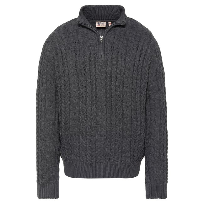 Pull camionneur en maille torsadée anthracite <span itemprop=