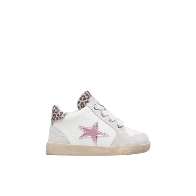 Baskets en cuir et suède ALNOITE HIGH 2. blanc-rose- <span itemprop=