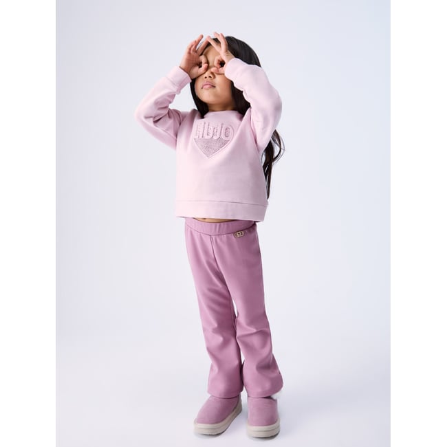 Sweat-shirt à col rond rose <span itemprop=