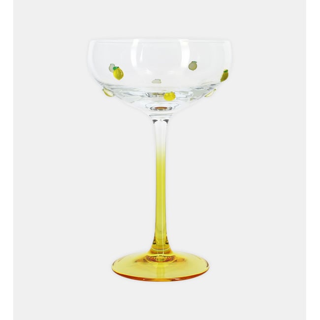 Lot de 4 coupes à champagne 27cl en verre, CITRON Couleur jaune-transparent <span itemprop=