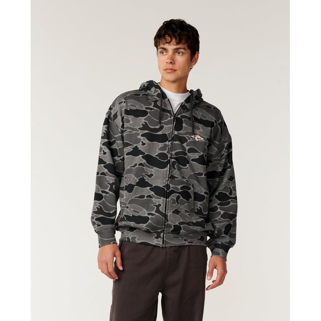 Sweat à capuche zippé EDDIE WOULD GO Petro noir/gris <span itemprop=