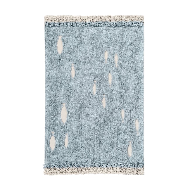 Tapis Rectangulaire en coton Rivage de l'océan THE SEA Couleur bleu <span itemprop=