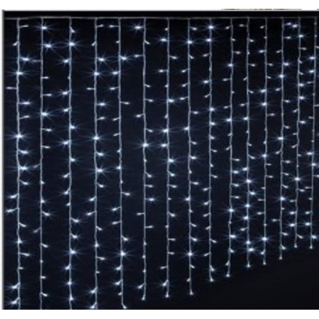 Rideau lumineux stalactite d'extérieur 5,85 m 180 LED blanc froid 13 fonctions sur secteur Couleur blanc froid <span itemprop=