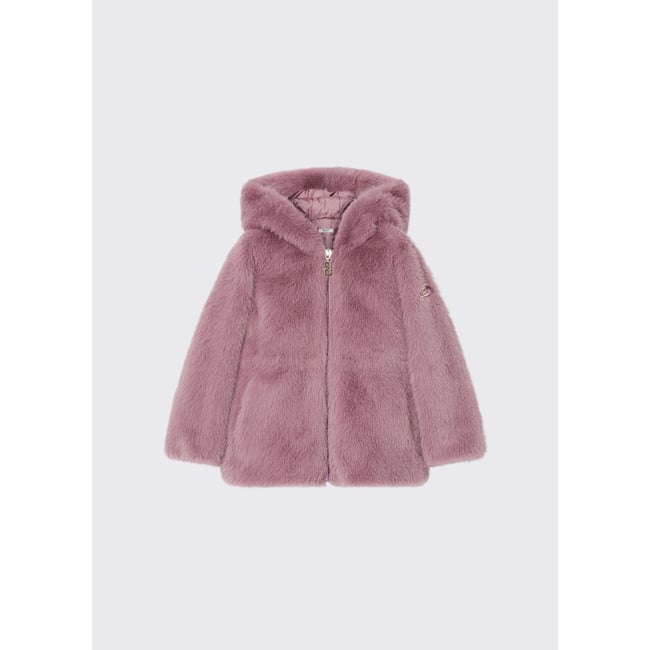 Manteau en teddy à capuche orchidée <span itemprop=