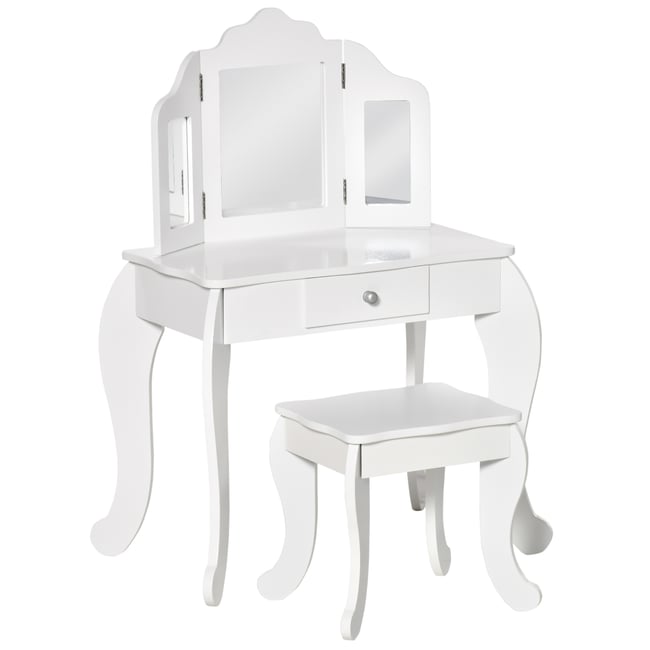Ensemble de coiffeuse pour enfants MDF Blanc blanc <span itemprop=