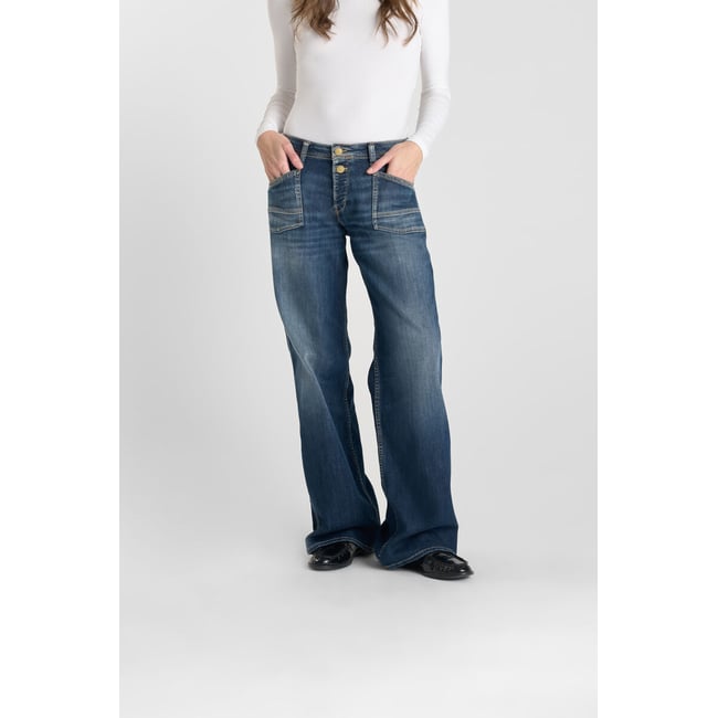 Jeans loose, large wide leg , longueur 34 blue <span itemprop=
