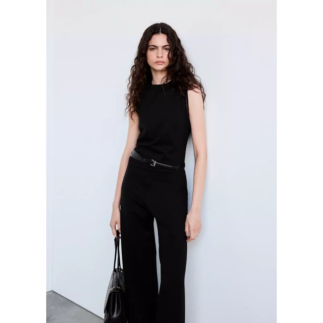 Combinaison à ceinture avec détails froncés noir <span itemprop=