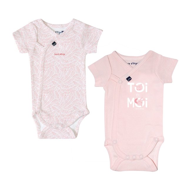 Lot de 2 bodies rozella manches courtes rose <span itemprop=