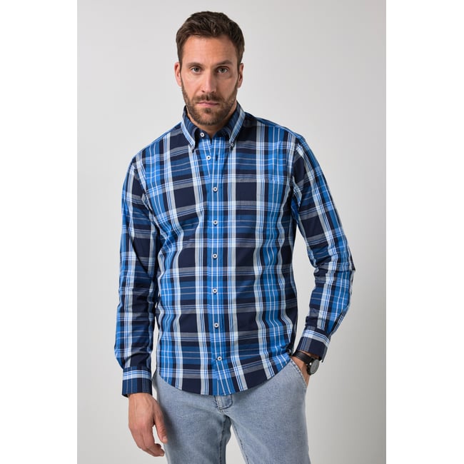 Chemise à carreau FLEXNAMIC® bleu cobalt clair <span itemprop=