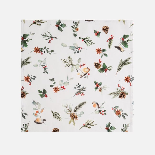Lot de 6 serviettes de table MAGIE DE NOËL blanc <span itemprop=