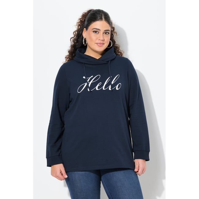Sweat à col montant. Message HELLO. Coupe - ULLA POPKEN