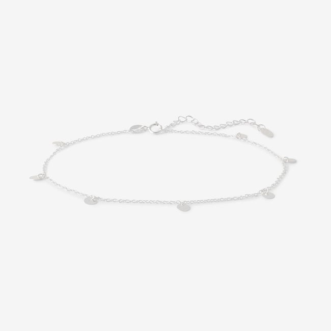 Chaine de cheville multi disques en argent garanti argent <span itemprop=