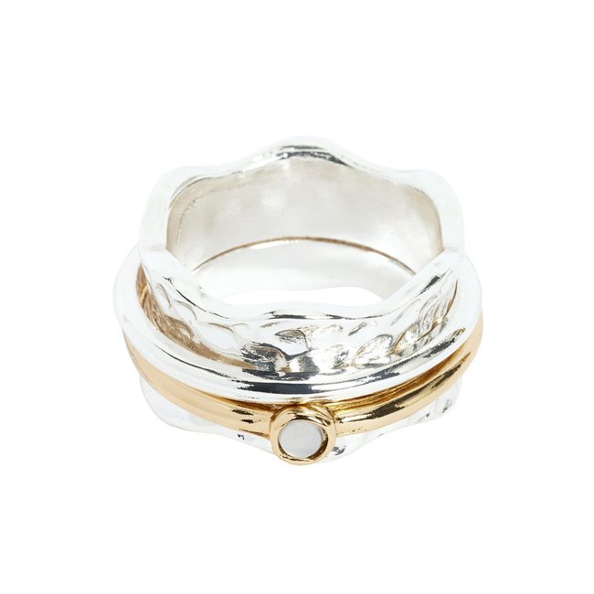 Bague en métal recyclé plaqué argent <span itemprop=