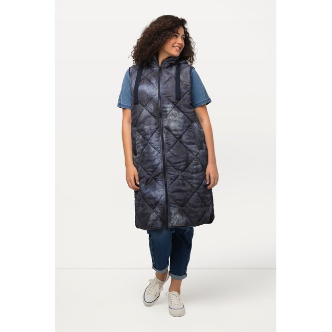 Long gilet matelassé gris bleu <span itemprop=