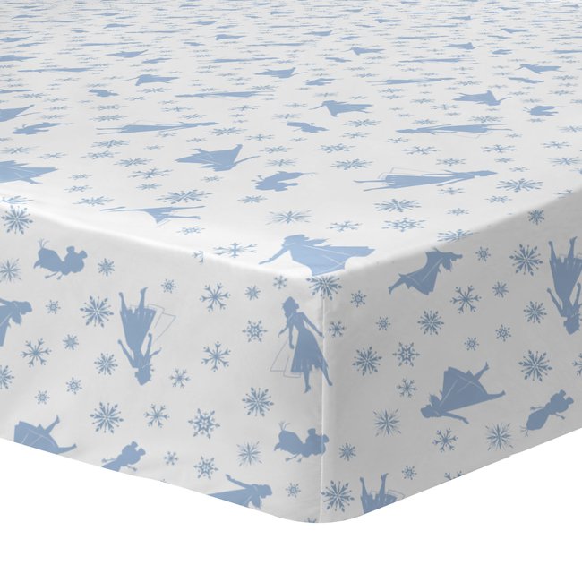 Drap-housse imprimée 100% coton, FROZEN 2 TRIO blanc <span itemprop=