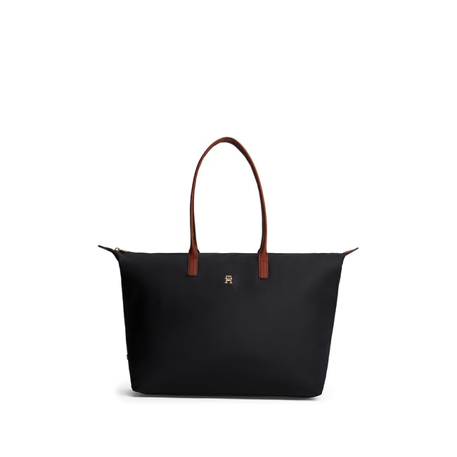 Sac maxi tote en toile, POPETTE  noir <span itemprop=