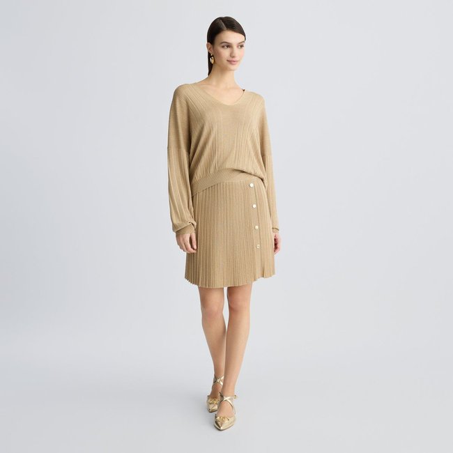Minijupe en maille Fil textile® beige <span itemprop=