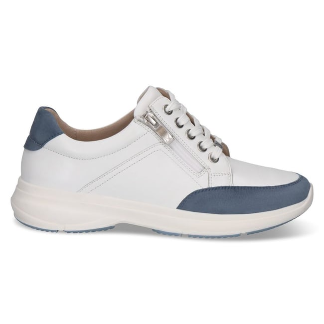 Basket en cuir blanc / bleu clair <span itemprop=