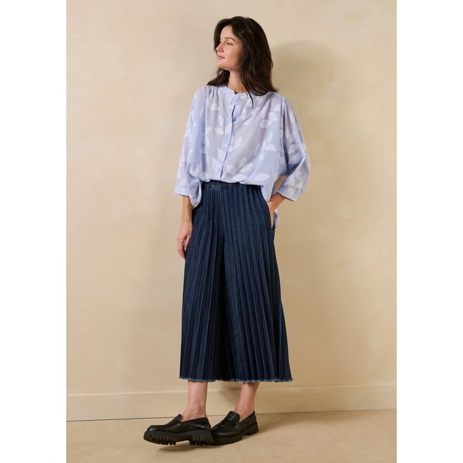 Pantalon jupe culotte en jean taille élastiquée - LA FEE MARABOUTEE