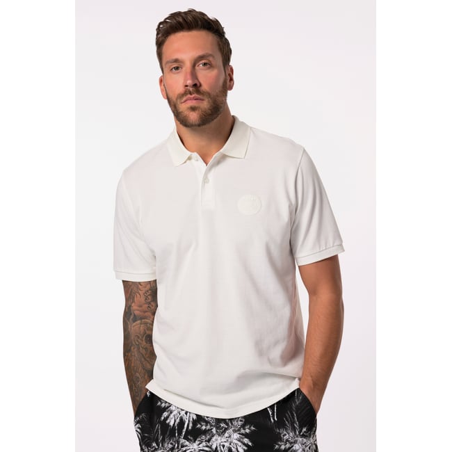 Polo en maille piquée à manches courtes blanc cassé <span itemprop=